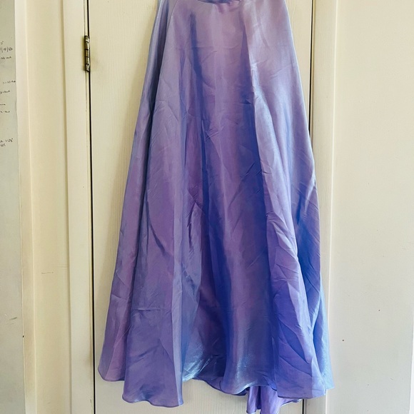 Vintage Dresses & Skirts - VTG Y2K Ethereal Forest Fairycore Celestial Dreamy Lilac Satin Maxi Party Skirt